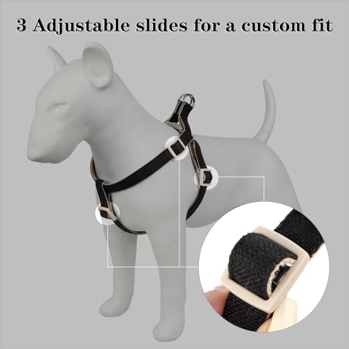 Plutus Pet Cotton & Hemp Step-In Dog Harness – Black, Size L: Lightweight, Escape-Proof & Quick Fit