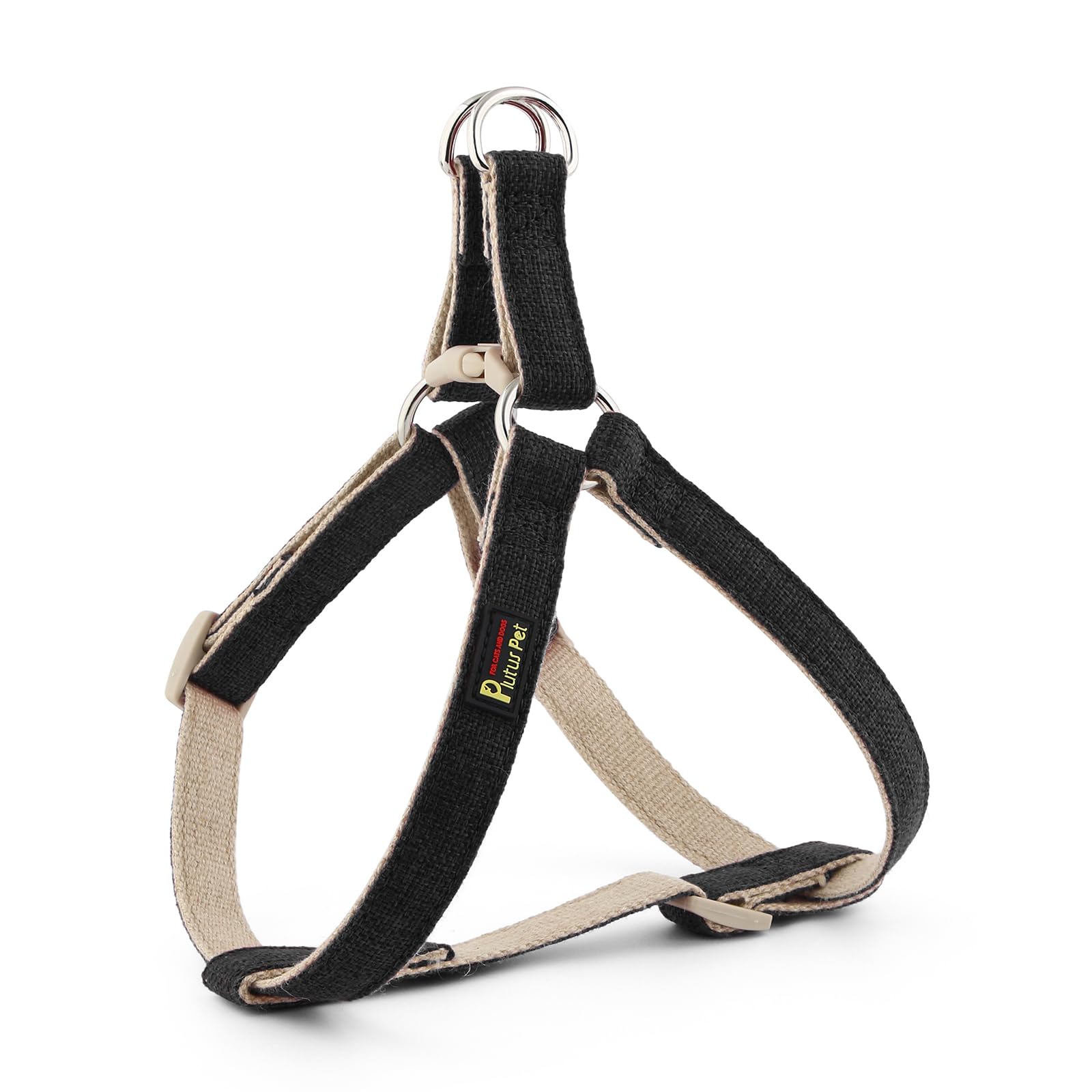 Plutus Pet Cotton & Hemp Step-In Dog Harness – Black, Size L: Lightweight, Escape-Proof & Quick Fit