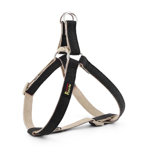 Plutus Pet Cotton & Hemp Step-In Dog Harness – Black, Size L: Lightweight, Escape-Proof & Quick Fit