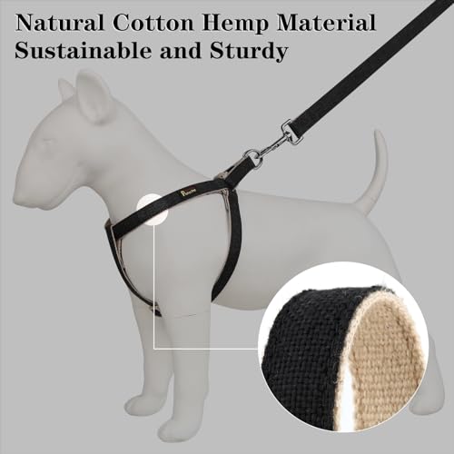 Plutus Pet Cotton & Hemp Step-In Dog Harness – Black, Size L: Lightweight, Escape-Proof & Quick Fit