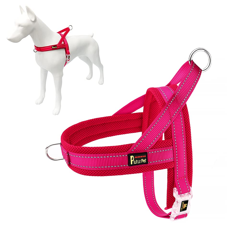 Plutus Pet No Pull Dog Harness - Breathable Mesh Padded, Reflective, Escape Proof - Size L Pink