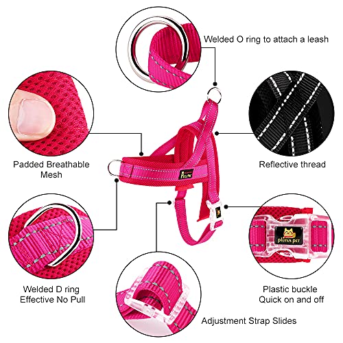 Plutus Pet No Pull Dog Harness - Breathable Mesh Padded, Reflective, Escape Proof - Size L Pink
