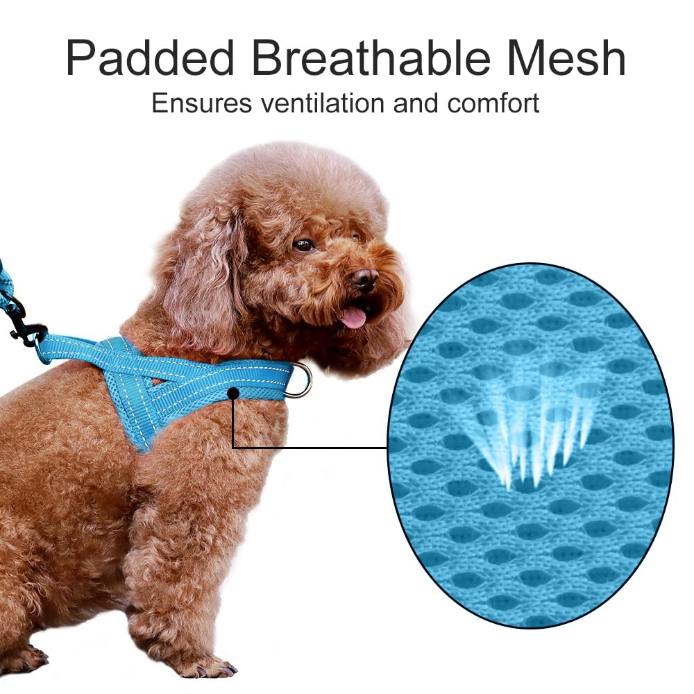 PLUTUS PET No Pull Dog Harness - Size L (Cyan) - Breathable Mesh Padded, Reflective, Escape Proof Vest for Small Medium Large Dogs