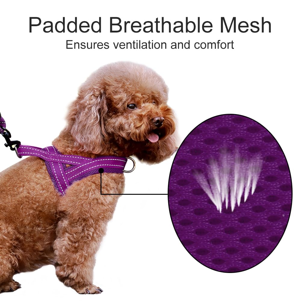 PLUTUS PET No-Pull Dog Harness - Size L Purple - Breathable Mesh, Reflective, Quick-Fit Vest Harness for Dogs