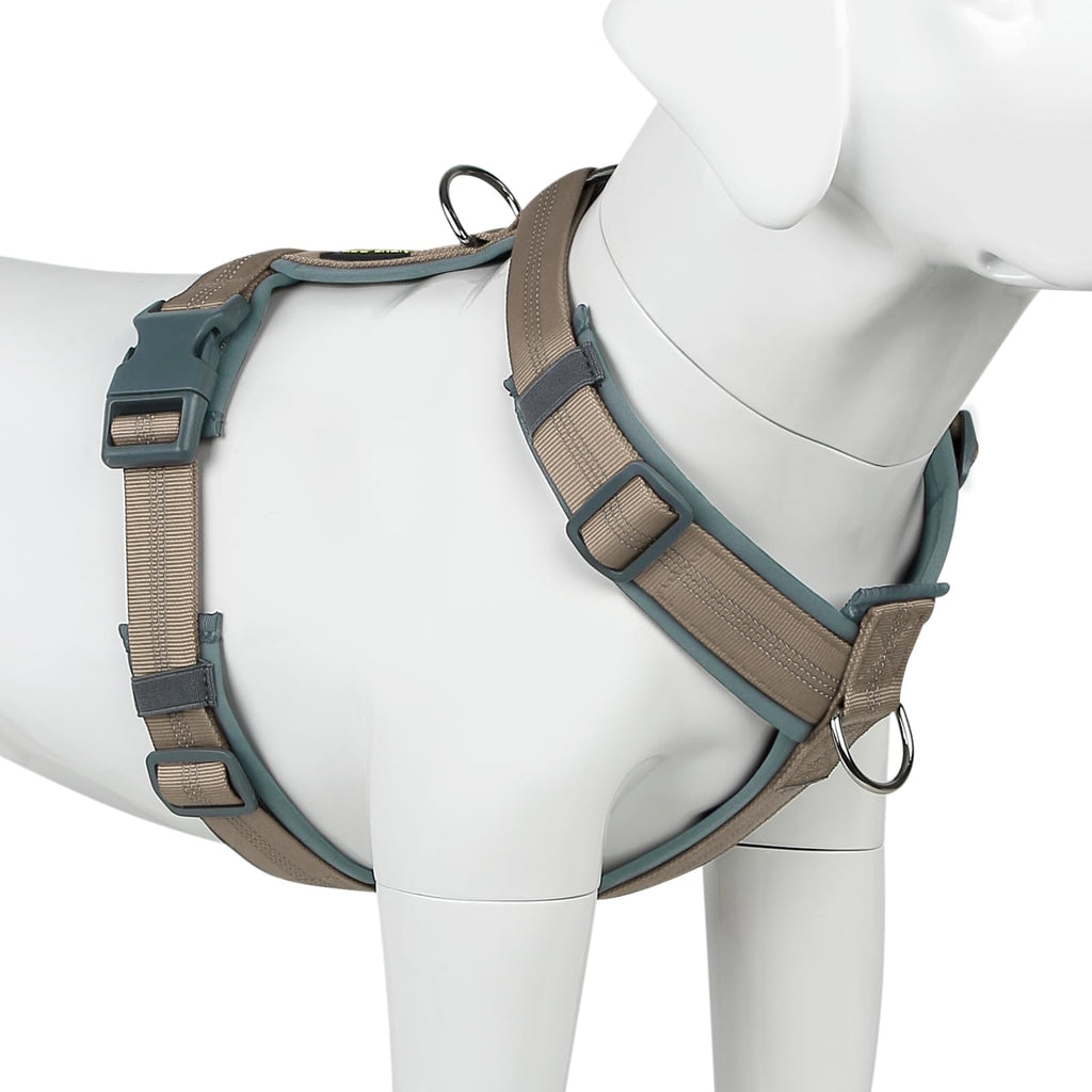 Plutus Pet No Pull Dog Harness, Adjustable Nylon Neoprene Harness with Soft Padding and Reflective Strips, for Small to Large Dogs (Beige, XL)
