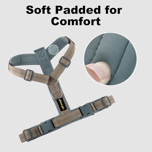 Plutus Pet No Pull Dog Harness, Adjustable Nylon Neoprene Harness with Soft Padding and Reflective Strips, for Small to Large Dogs (Beige, XL)