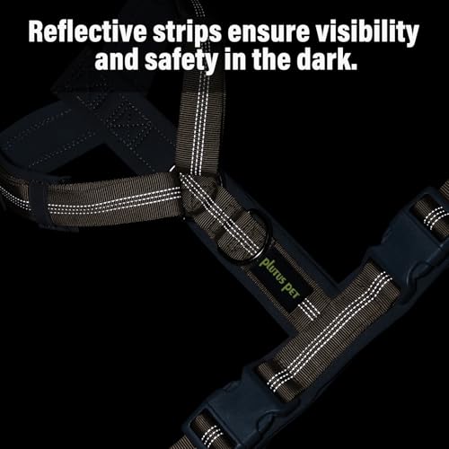 Plutus Pet No Pull Dog Harness, Adjustable Nylon Neoprene Harness with Soft Padding and Reflective Strips, for Small to Large Dogs (Beige, XL)