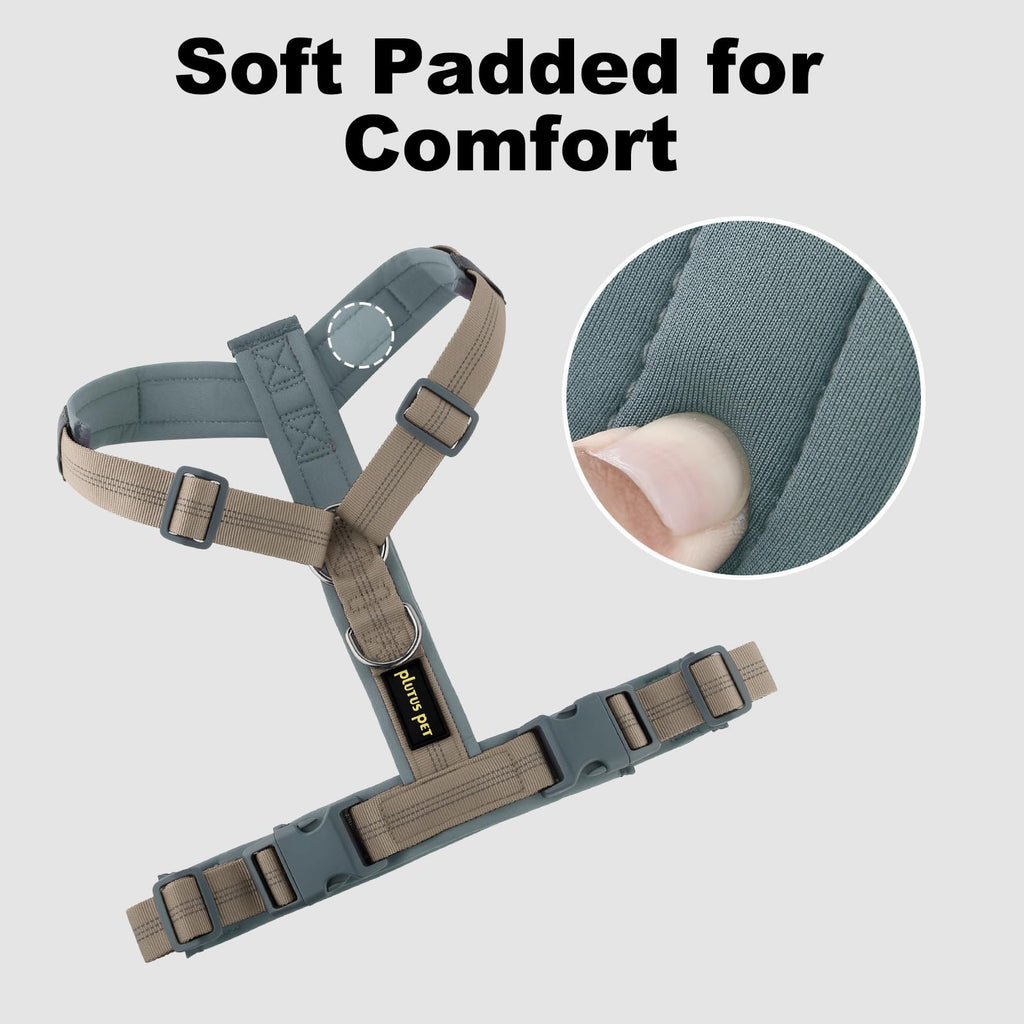 Plutus Pet No Pull Dog Harness, Adjustable Nylon Neoprene Harness with Soft Padding and Reflective Strips, for Small to Large Dogs (Beige, XL)