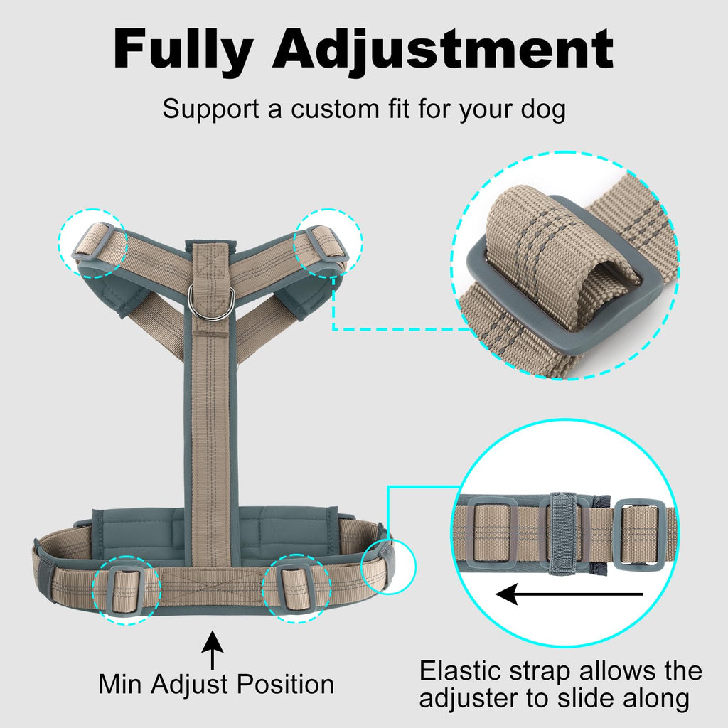 Plutus Pet No Pull Dog Harness, Adjustable Nylon Neoprene Harness with Soft Padding and Reflective Strips, for Small to Large Dogs (Beige, XL)