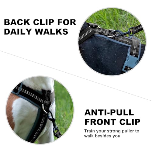 Plutus Pet No Pull Dog Harness – Adjustable Nylon Vest with Reflective Strips, Size M Black