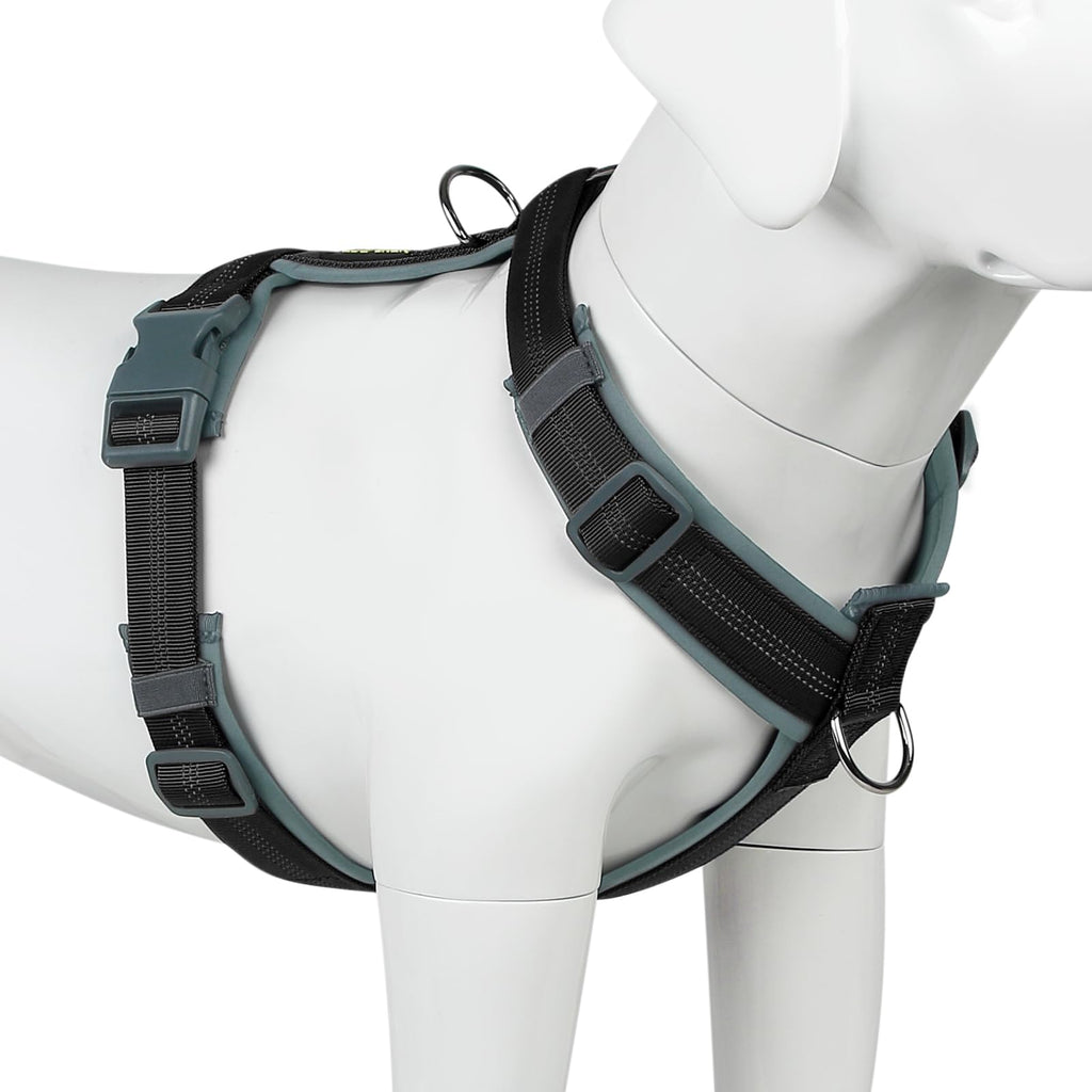 Plutus Pet No Pull Dog Harness – Adjustable Nylon Vest with Reflective Strips, Size M Black
