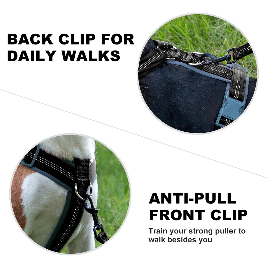 Plutus Pet No Pull Dog Harness – Adjustable Nylon Vest with Reflective Strips, Size M Black