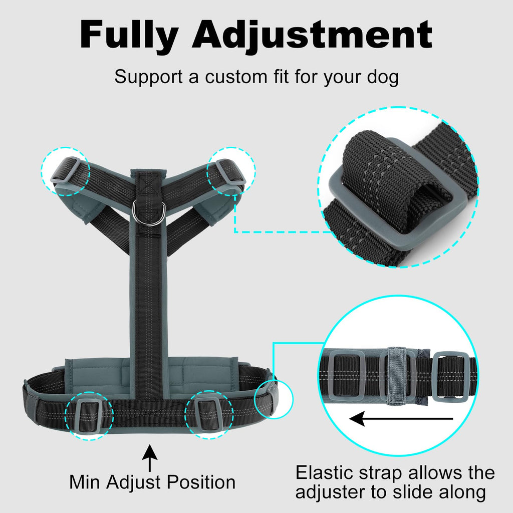 Plutus Pet No Pull Dog Harness – Adjustable Nylon Vest with Reflective Strips, Size M Black