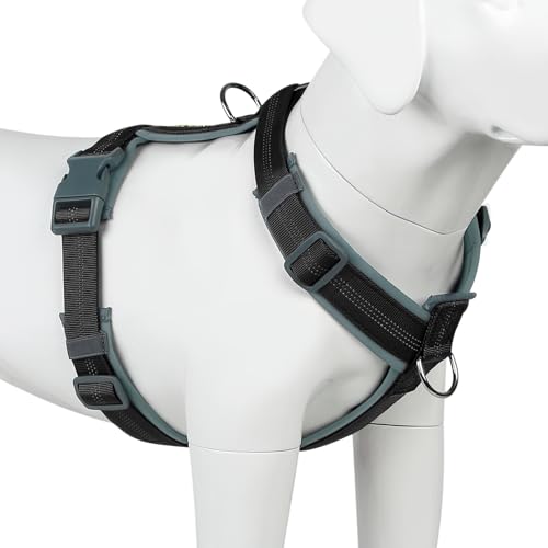 Plutus Pet No Pull Dog Harness – Adjustable Nylon Vest with Reflective Strips, Size M Black