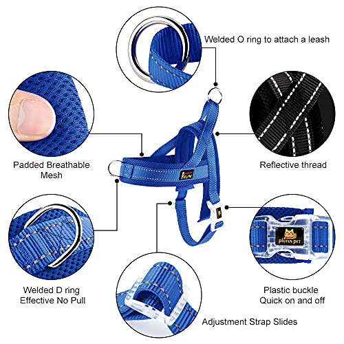 Plutus Pet No Pull Dog Harness – Breathable Mesh, Reflective, Quick-Fit Vest Harness for Small to Large Dogs (M, Navy Blue)