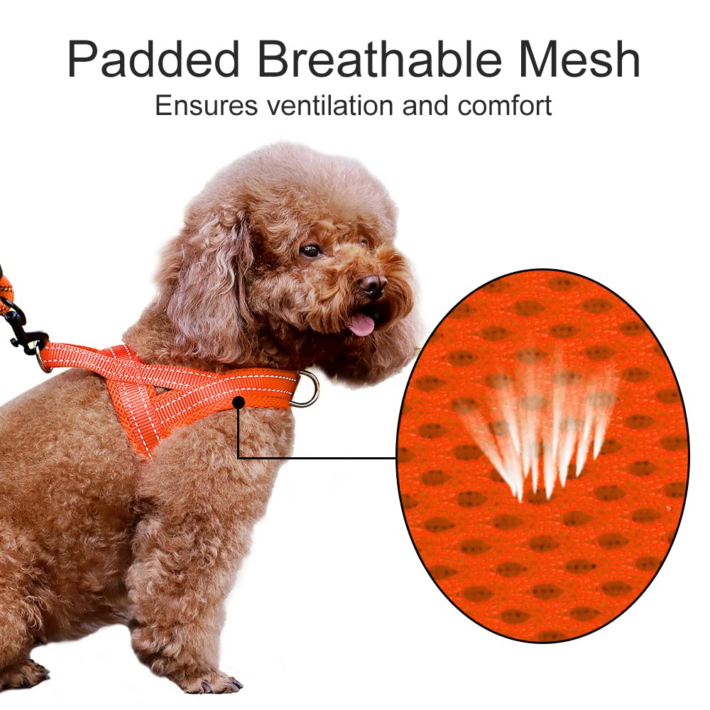 PLUTUS PET No Pull Dog Harness Size L - Breathable Mesh, Reflective, Quick Fit Step-In Vest for Medium/Large Dogs (Orange)