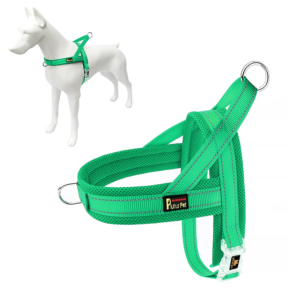 Plutus Pet No Pull Dog Harness Size L Green – Breathable Mesh, Reflective, Step-In Design