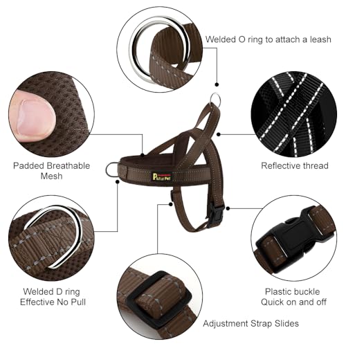 Plutus Pet No Pull Dog Harness with Breathable Mesh, Reflective, Quick Fit - Size M Chocolate
