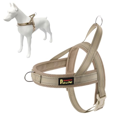 PLUTUS PET No Pull Dog Harness XS Beige – Breathable Mesh, Reflective, Escape Proof for Small Dogs