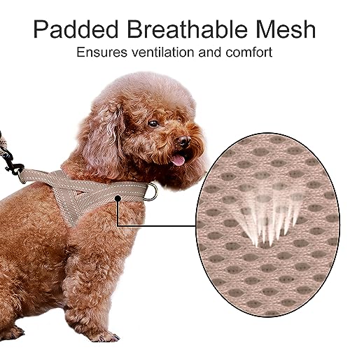 PLUTUS PET No Pull Dog Harness XS Beige – Breathable Mesh, Reflective, Escape Proof for Small Dogs