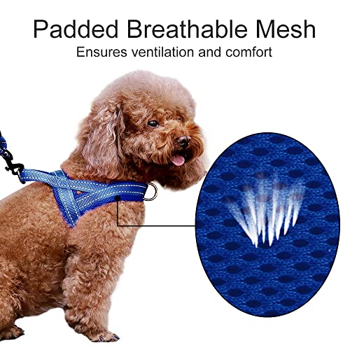Plutus Pet No Pull Dog Harness XS Navy Blue – Breathable Mesh, Reflective, Quick-Fit Step-In for Small Dogs