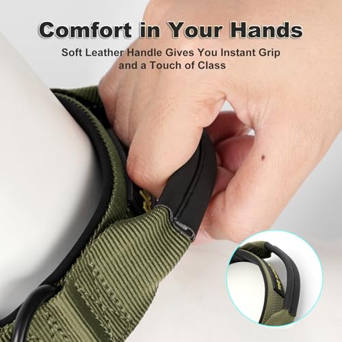 PLUTUS PET Tactical Dog Collar with AirTag Pocket - Ranger Green Size L - Reflective, Padded Nylon, Metal Buckle, Leather Handle