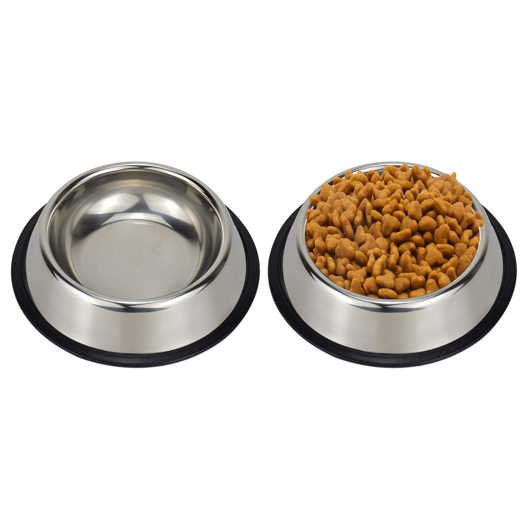 Podinor Stainless Steel Dog Bowls 2-Pack – Non-Slip Rubber Rim, Stackable, Dishwasher Safe for Small, Medium, Large Dogs