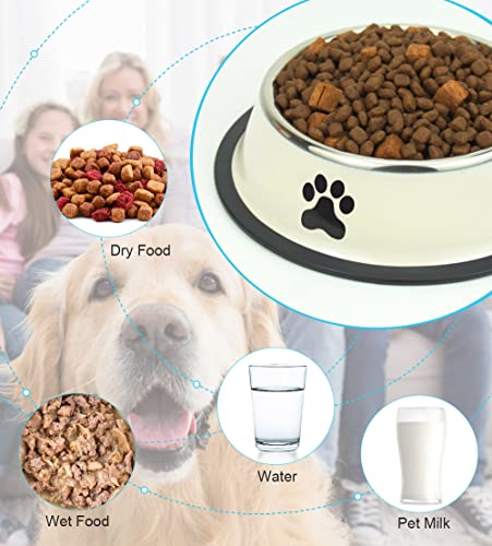 Podinor Stainless Steel Dog Bowls 2-Pack – Non-Slip, Stackable, Dishwasher Safe for Small, Medium, Large Dogs
