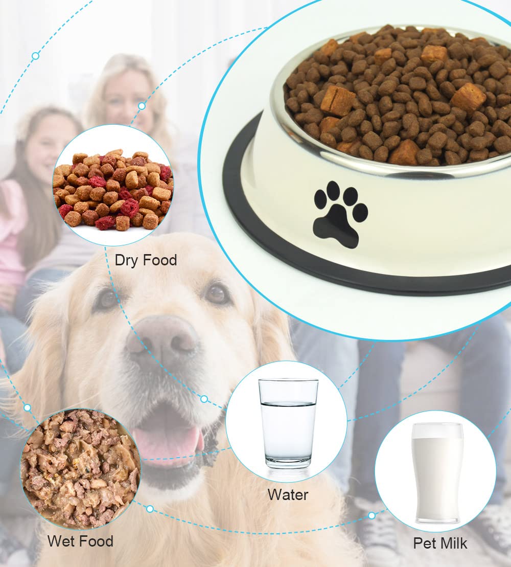 Podinor Stainless Steel Dog Bowls 2-Pack – Non-Slip, Stackable, Dishwasher Safe for Small, Medium, Large Dogs