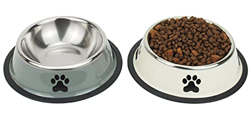 Podinor Stainless Steel Dog Bowls 2-Pack – Non-Slip, Stackable, Dishwasher Safe for Small, Medium, Large Dogs