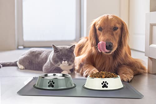 Podinor Stainless Steel Dog Bowls 2-Pack – Non-Slip, Stackable, Dishwasher Safe for Small, Medium, Large Dogs