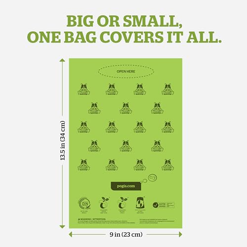 Pogi's Compostable Poop Bags – Extra-Large, Plant-Based, Leak-Proof (300-Count Single Roll)