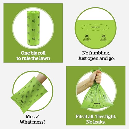 Pogi's Compostable Poop Bags – Extra-Large, Plant-Based, Leak-Proof (300-Count Single Roll)