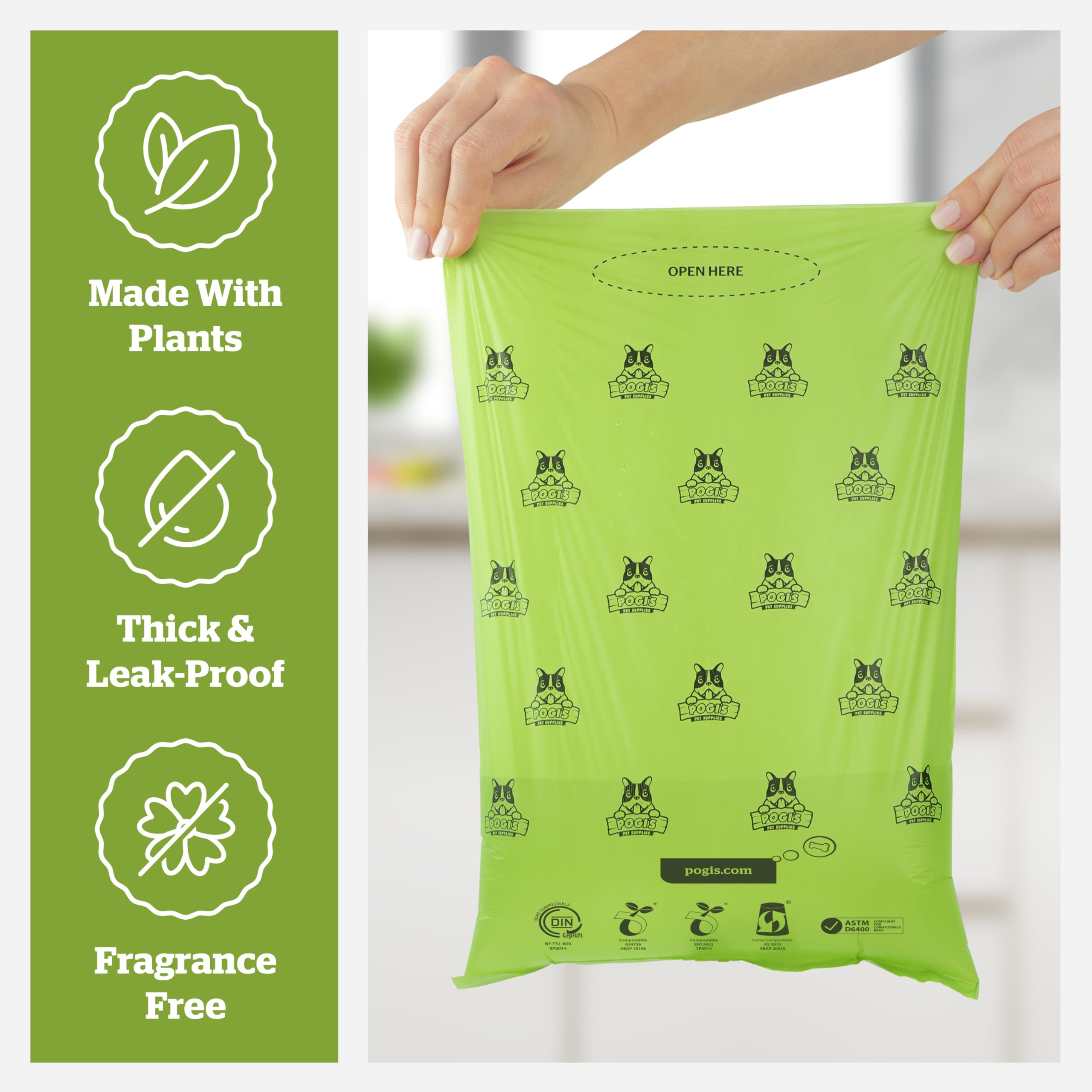 Pogi's Compostable Poop Bags – Extra-Large, Plant-Based, Leak-Proof (300-Count Single Roll)