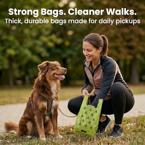 Pogi's Dog Poop Bags with Handles - 300 Extra-Thick Leak-Proof Bags, Powder Fresh Scent
