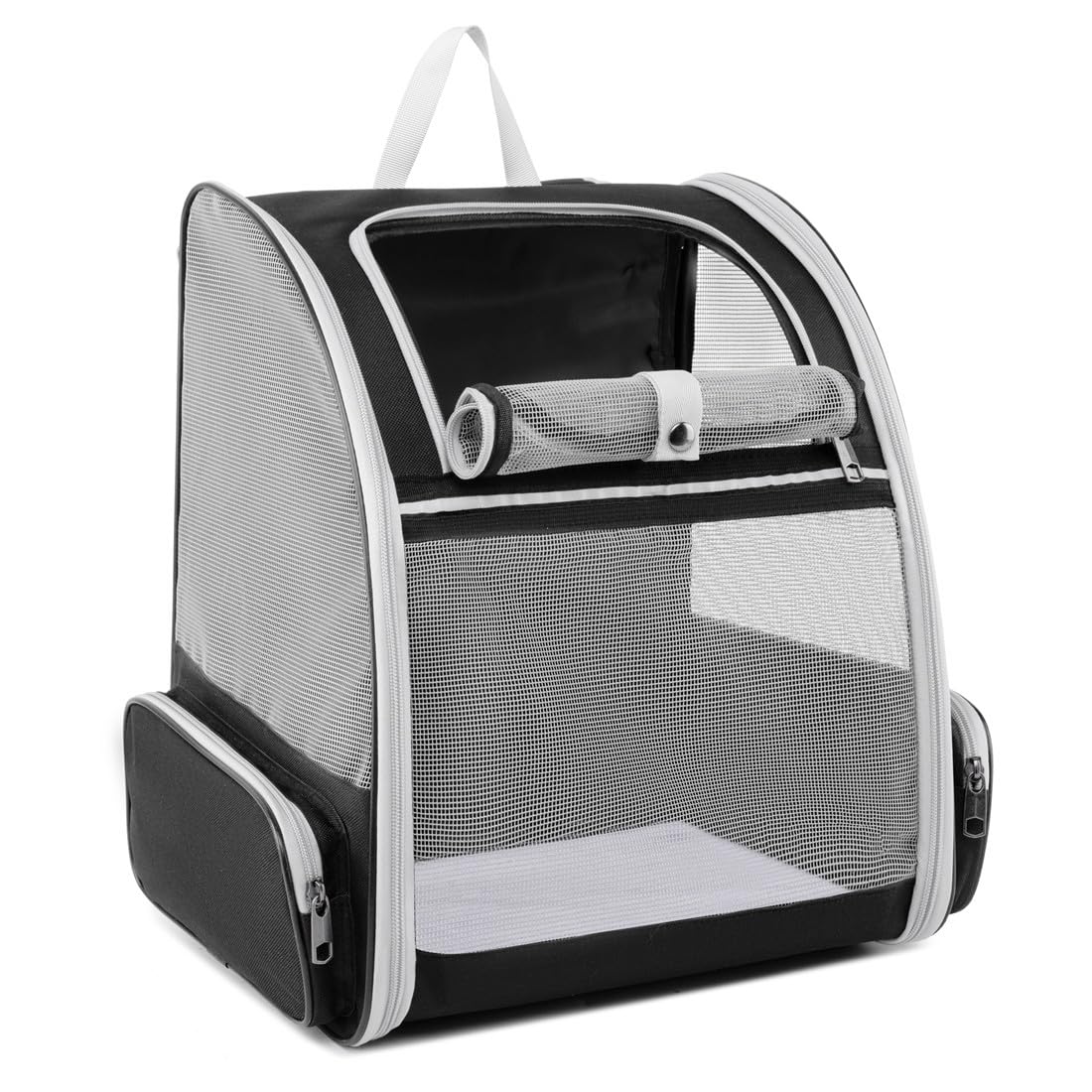 Pollason Pet Backpack Carrier for Cats and Small Dogs up to 15 lbs - Collapsible Travel Backpack with Mesh Ventilation (Black)
