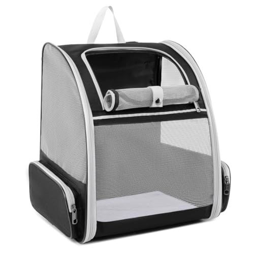Pollason Pet Backpack Carrier for Cats and Small Dogs up to 15 lbs - Collapsible Travel Backpack with Mesh Ventilation (Black)