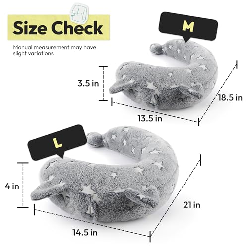 POMESEA Dog Calming Pillow - Glow in the Dark Question Mark Shape, Soft Plush, Washable Bed Pillow for Dogs Kids Adults (Medium, Light Gray)