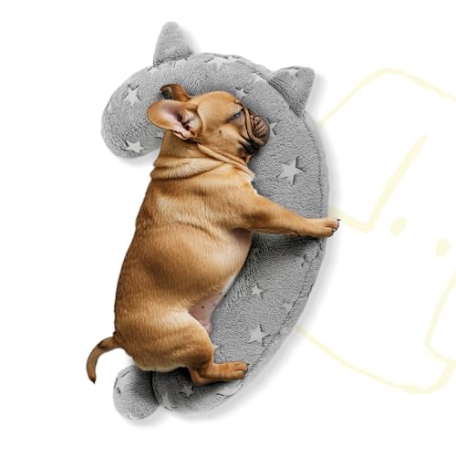 POMESEA Dog Calming Pillow - Glow in the Dark Question Mark Shape, Soft Plush, Washable Bed Pillow for Dogs Kids Adults (Medium, Light Gray)