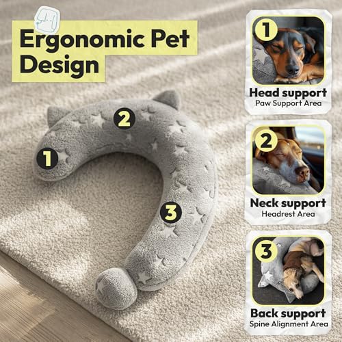 POMESEA Dog Calming Pillow - Glow in the Dark Question Mark Shape, Soft Plush, Washable Bed Pillow for Dogs Kids Adults (Medium, Light Gray)
