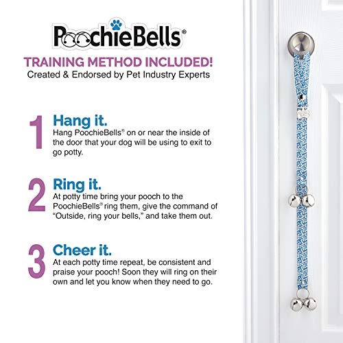 PoochieBells Hydrangea Dog Door Bells - Paw-Safe Steel Bells for Potty Training, Handmade in USA with Training Guide