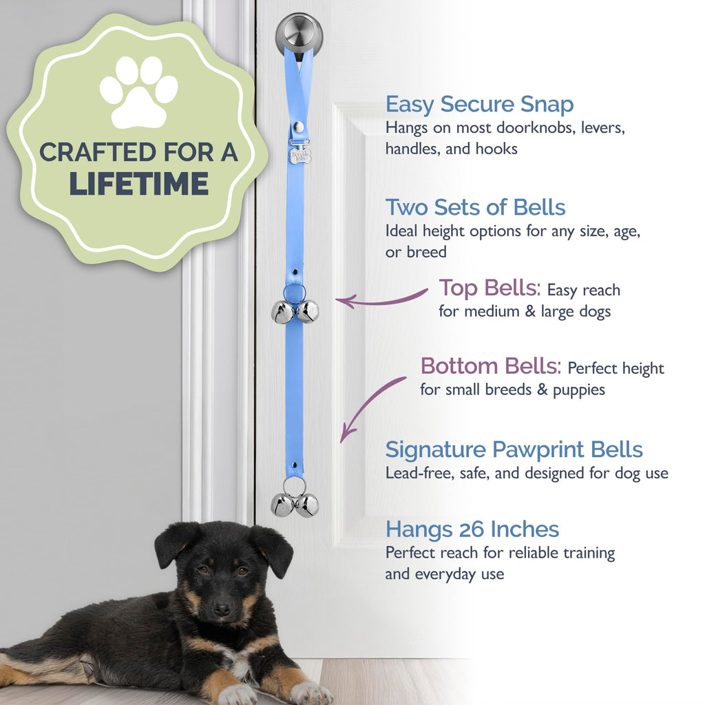 PoochieBells Hydrangea Dog Door Bells - Paw-Safe Steel Bells for Potty Training, Handmade in USA with Training Guide