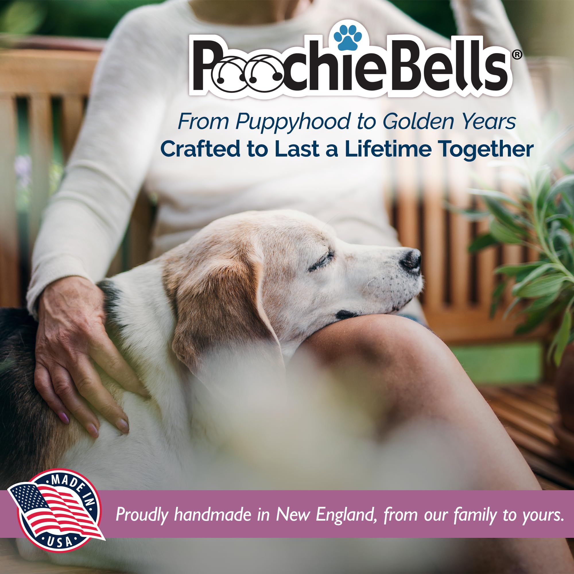 PoochieBells Hydrangea Dog Door Bells - Paw-Safe Steel Bells for Potty Training, Handmade in USA with Training Guide