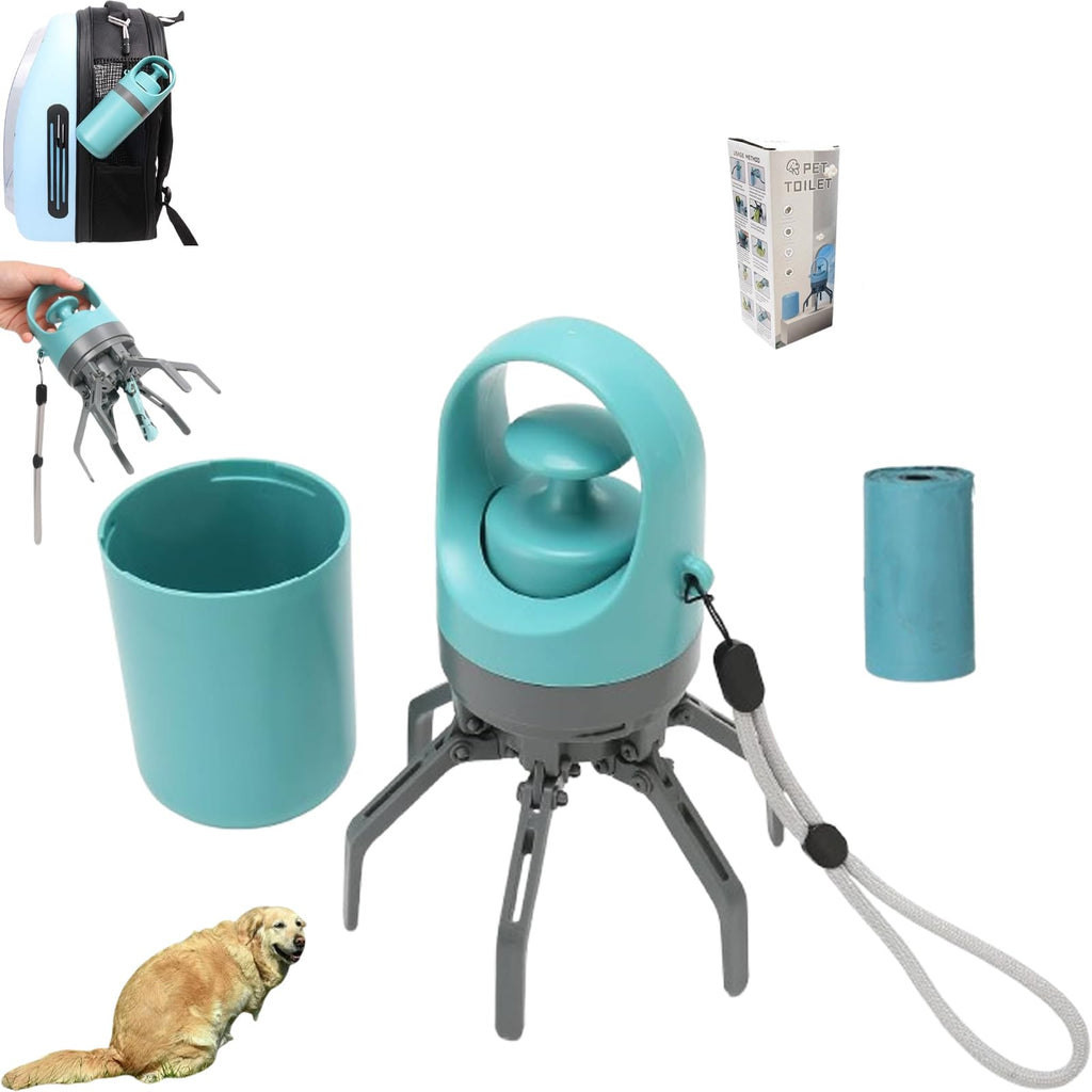 Portable Pooper Scooper with Bag Dispenser – 6-Claw Pickup, Leak-Proof Storage, 15/60/120 Bags Included