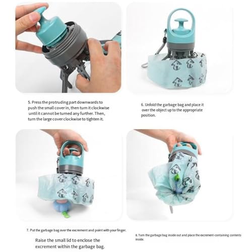 Portable Pooper Scooper with Bag Dispenser – 6-Claw Pickup, Leak-Proof Storage, 15/60/120 Bags Included