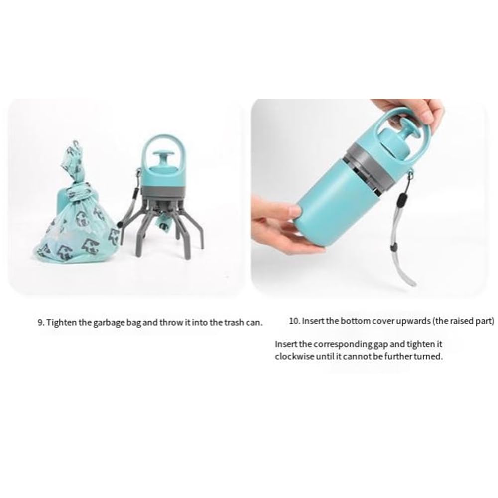 Portable Pooper Scooper with Bag Dispenser – 6-Claw Pickup, Leak-Proof Storage, 15/60/120 Bags Included