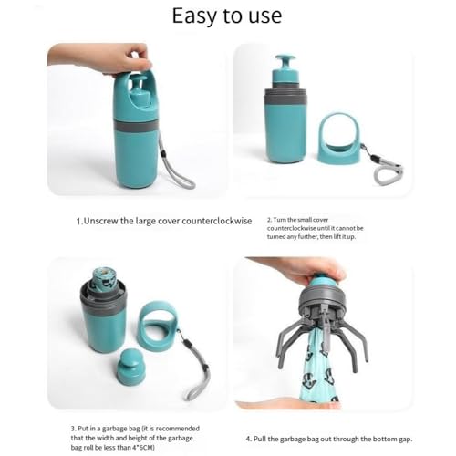 Portable Pooper Scooper with Built-in Bag Dispenser and 120 Bags – Non-Touch Pickup Claw