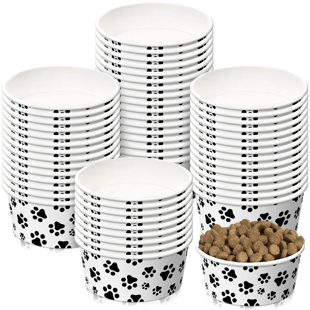 Potchen 30-Pack Disposable Paper Dog Bowls - 12 oz Leakproof Travel Bowls for Small Dogs, Cats, Puppies - Cute Printed Patterns