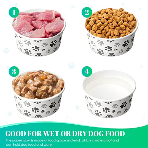 Potchen 30-Pack Disposable Paper Dog Bowls - 12 oz Leakproof Travel Bowls for Small Dogs, Cats, Puppies - Cute Printed Patterns