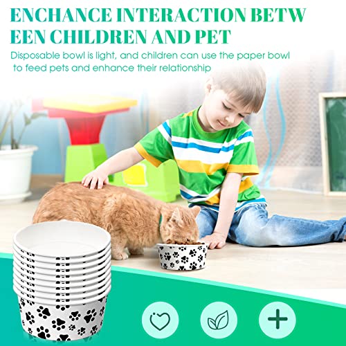 Potchen 30-Pack Disposable Paper Dog Bowls - 12 oz Leakproof Travel Bowls for Small Dogs, Cats, Puppies - Cute Printed Patterns
